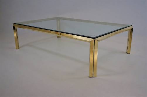 Maison Charles by Philippe Parent, large brass coffee table, 1970`s, French